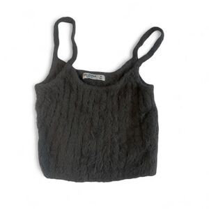 Arizona Women's Grey Fuzzy Cami Crop Top